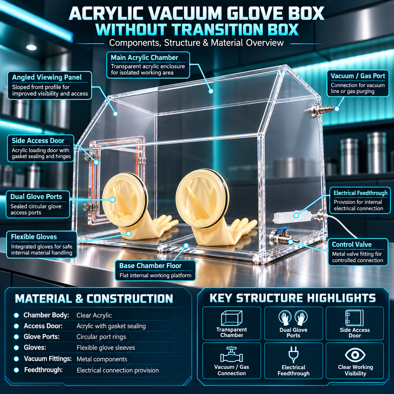 Acrylic Vacuum Glove Box Without Transition Chamber  6