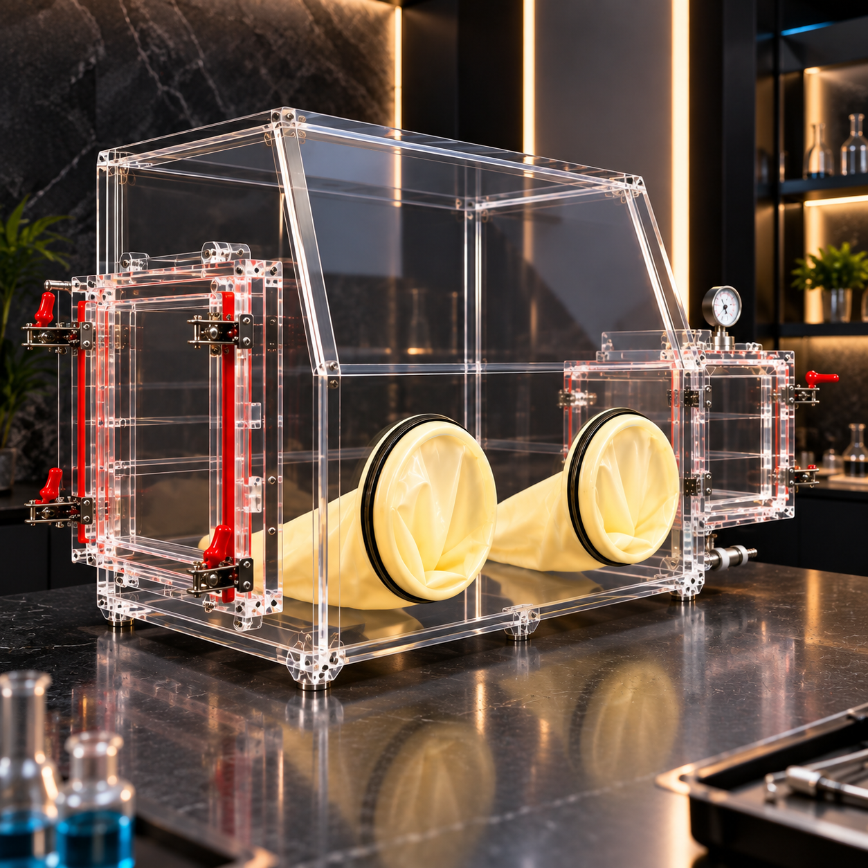 Acrylic glove box With Transition Chamber 2