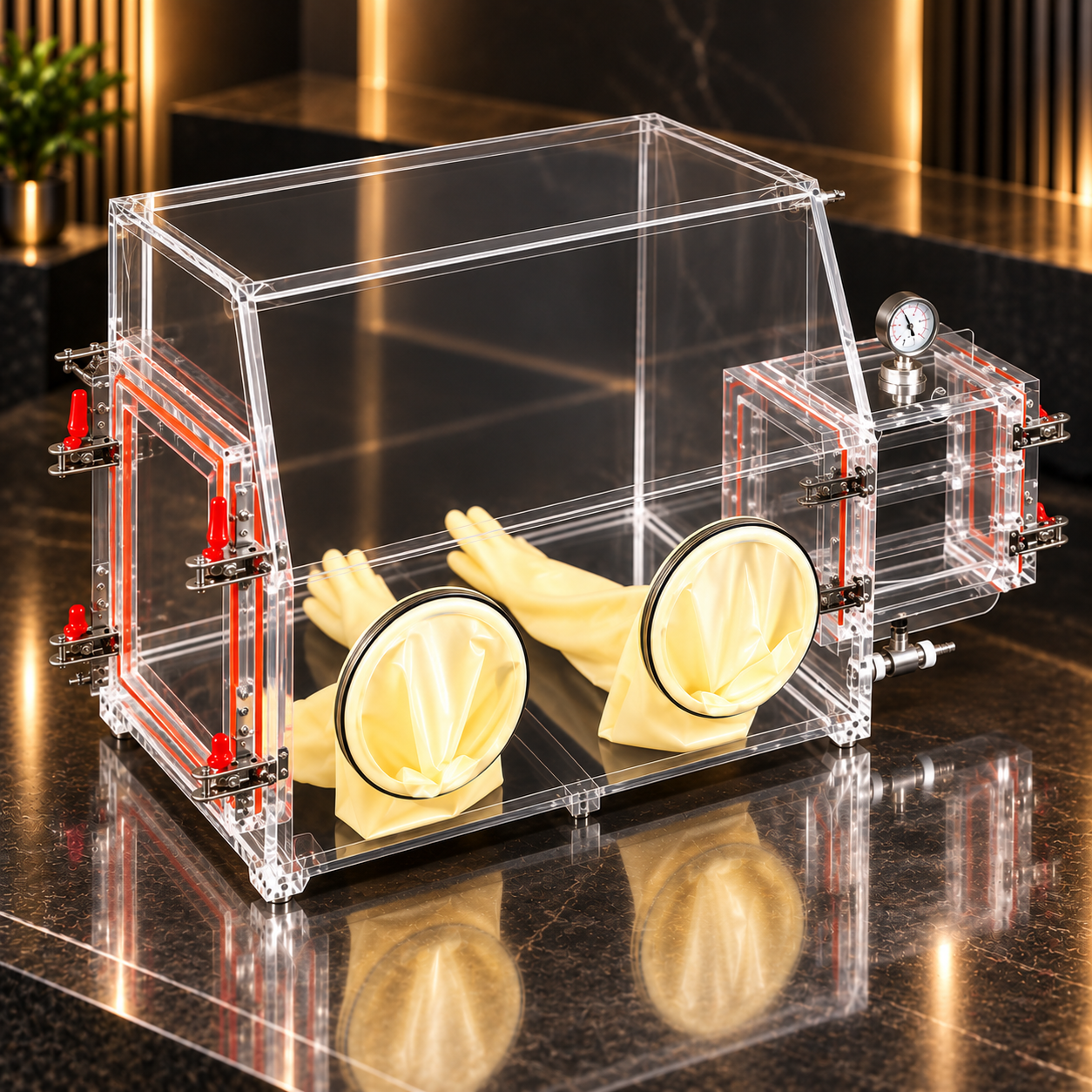 Acrylic glove box With Transition Chamber 3
