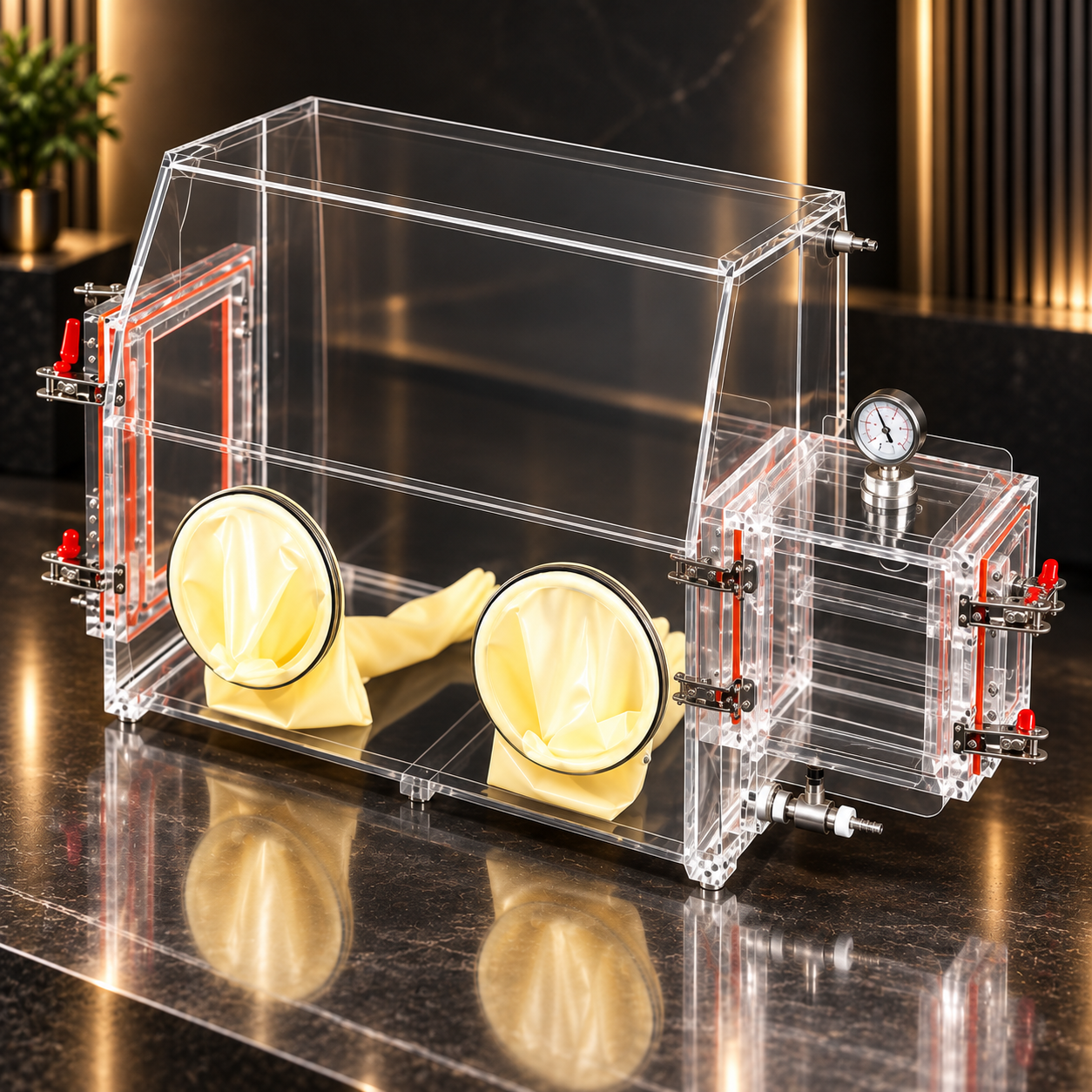 Acrylic glove box With Transition Chamber 4