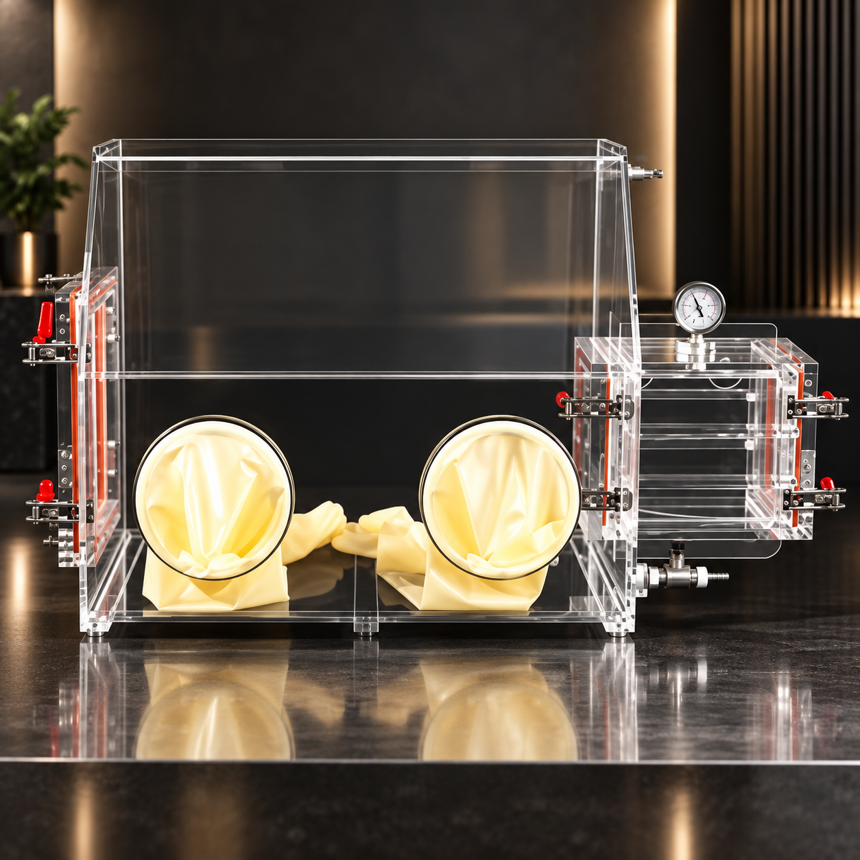 Acrylic glove box With Transition Chamber 5