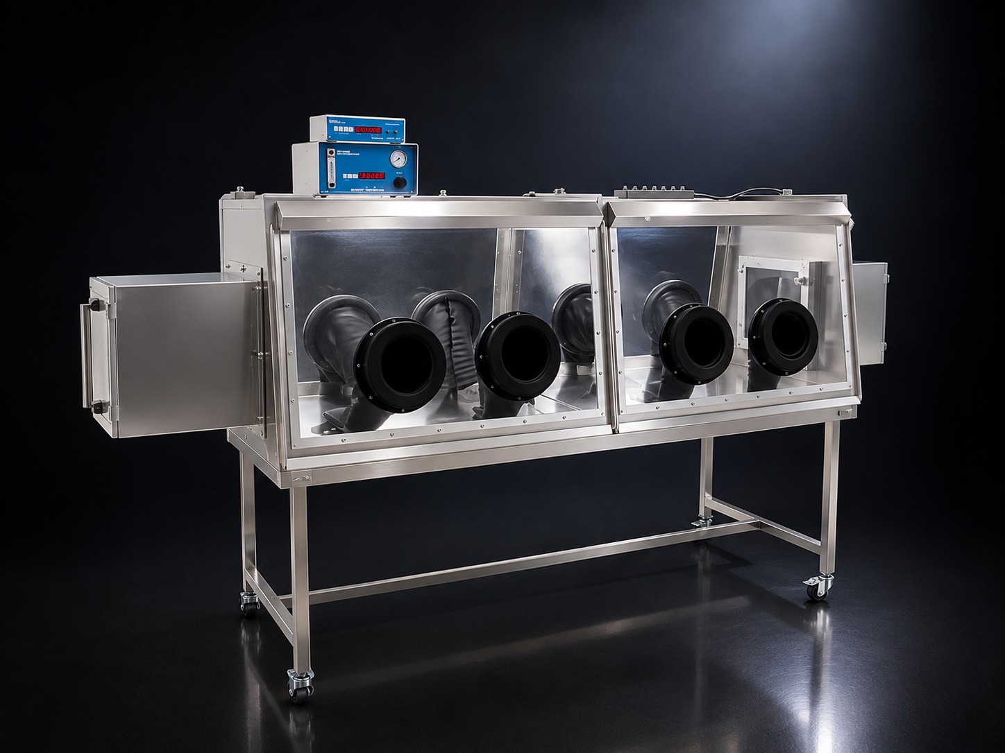 Stainless Steel Vacuum Glove Box 4 Port Two Sided – Main View