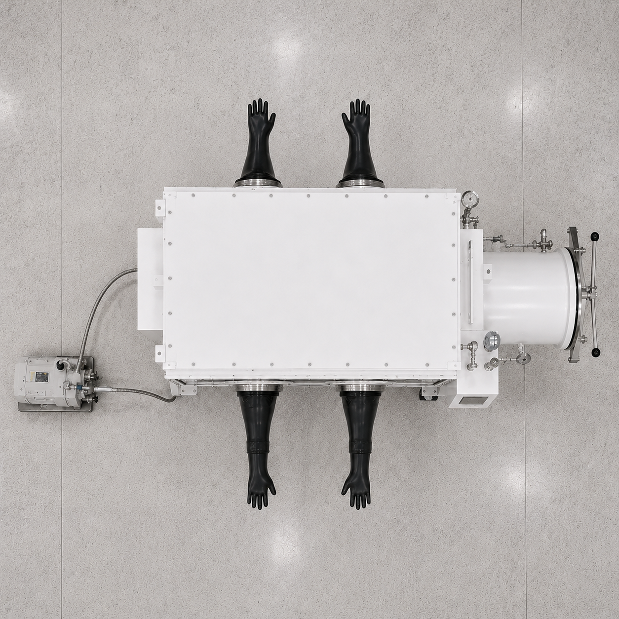 Stainless Steel Vacuum Glove Box 4 Port Two Sided – View 3