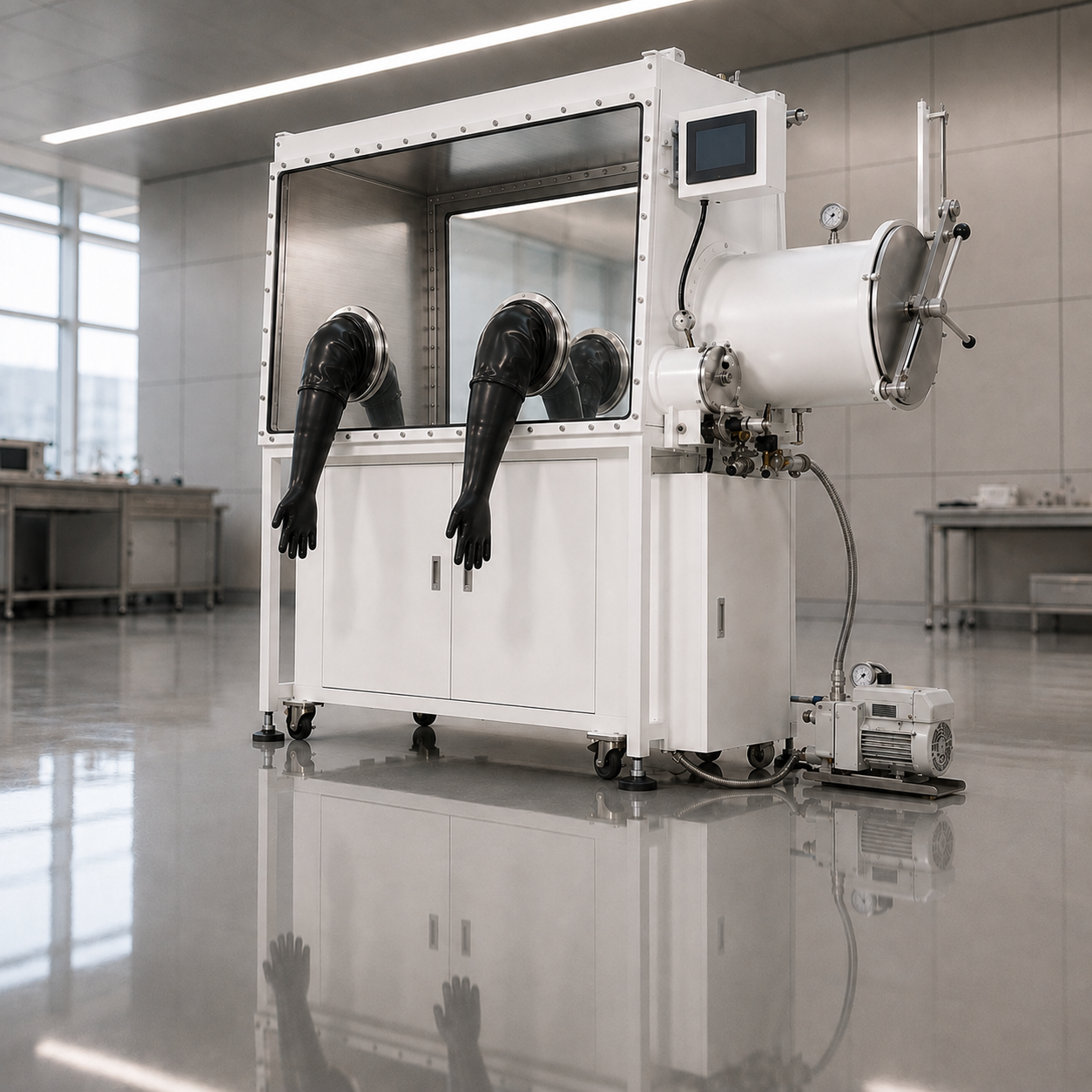 Stainless Steel Vacuum Glove Box 4 Port Two Sided – View 4