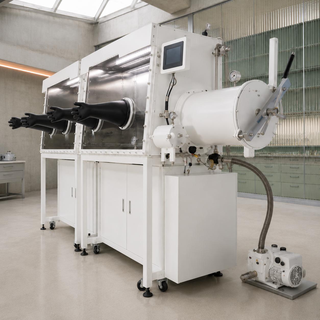Stainless Steel Vacuum Glove Box 4 Port Modular – View 2