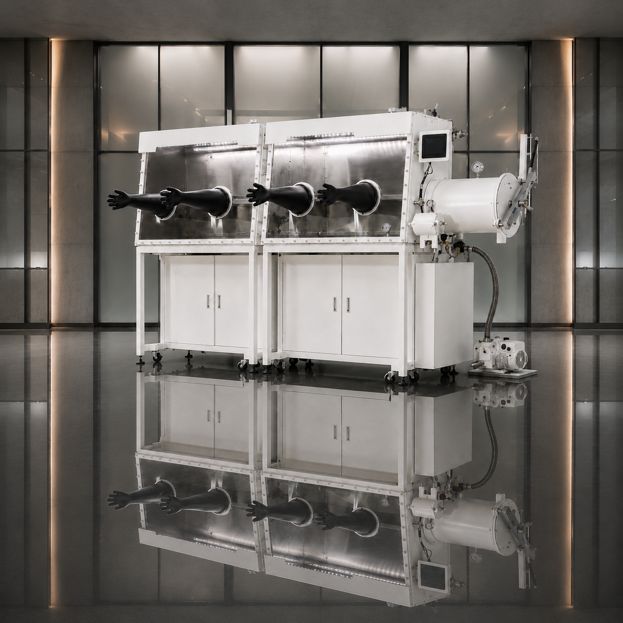 Stainless Steel Vacuum Glove Box 4 Port Modular – View 4