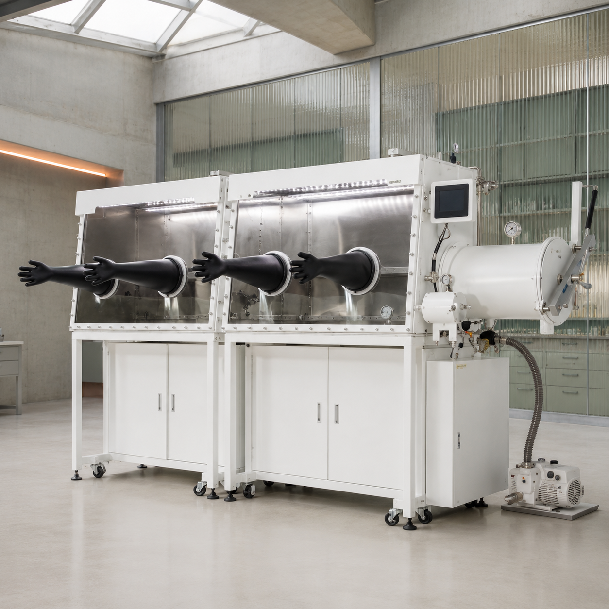 Stainless Steel Vacuum Glove Box 4 Port Modular – View 1