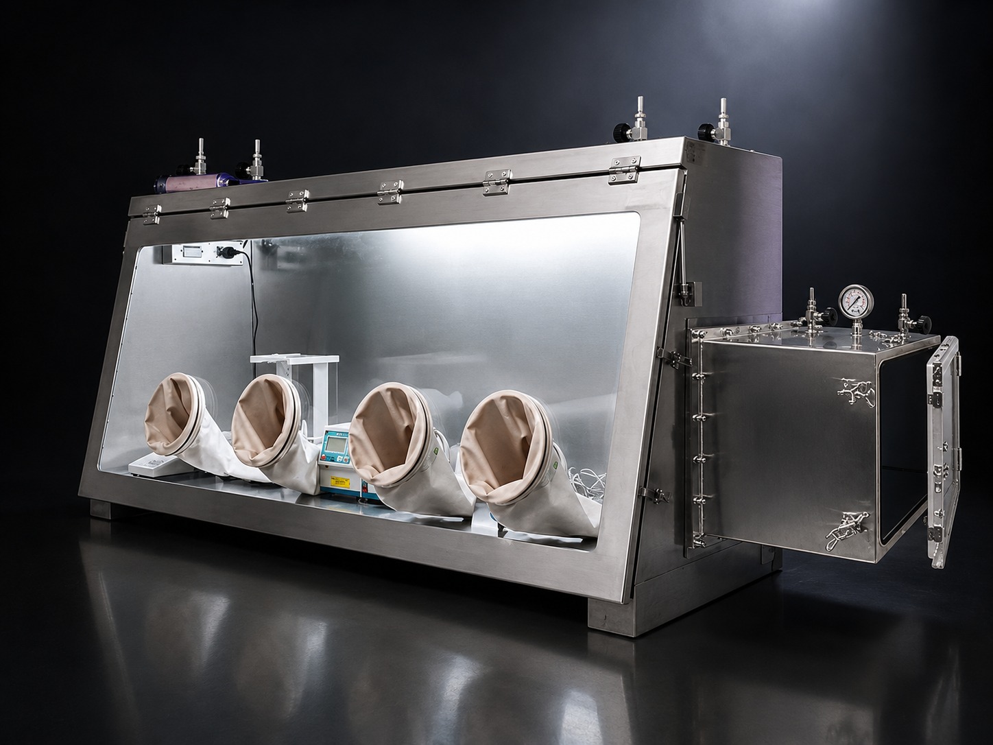 Stainless Steel Vacuum Glove Box 4 Port