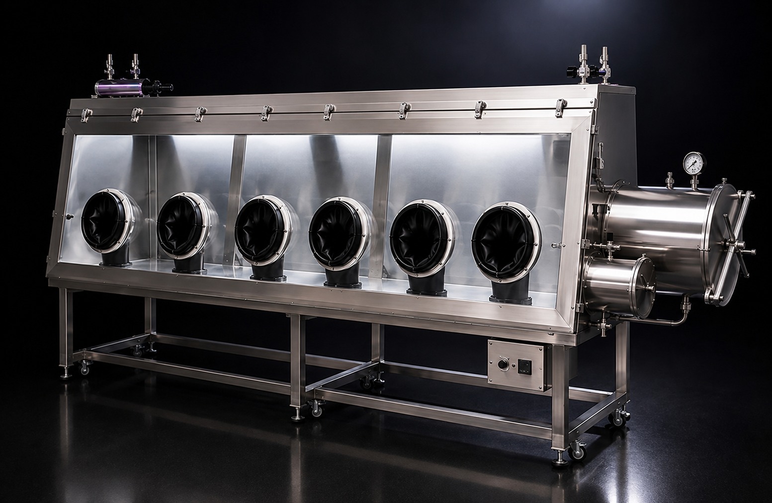 Vacuum Six Port Glove Box Two Sided – Main View