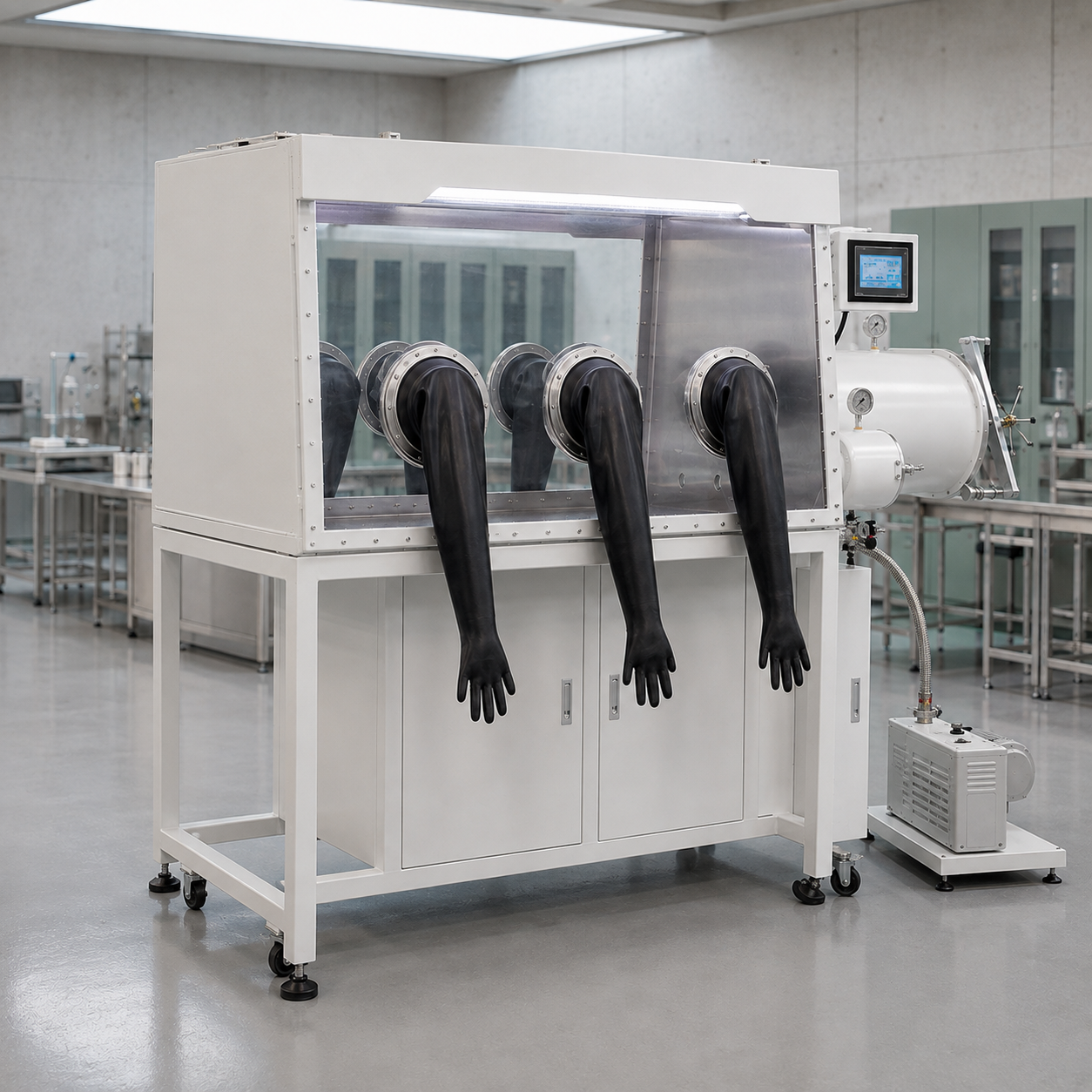 Vacuum Six Port Glove Box Two Sided – View 2